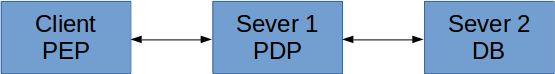 THE PEP, PDP AND DB PROCESSES RESIDE ON SEPARATE TIERS FROM ONE ANOTHER